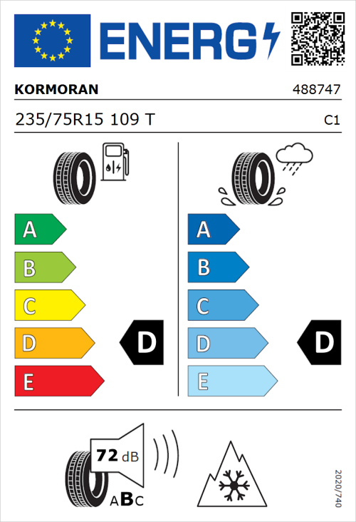 Tyre Label for Kormoran Road Terrain 235/75R15 109T
