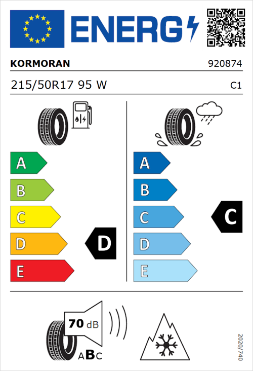 Tyre Label for Kormoran All Season 215/50R17 95W
