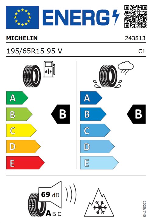 Tyre Label for Michelin CrossClimate 2 195/65R15 95V