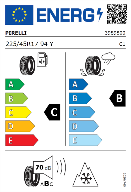 Tyre Label for Pirelli Cinturato All Season SF2 225/45R17 94Y